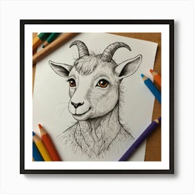 Goat Drawing 7 Art Print