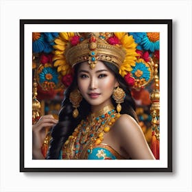 Beautiful Asian Woman In Traditional Costume Art Print