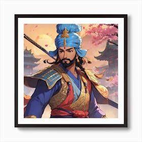 Sikh Warrior as a Samurai 1 Art Print