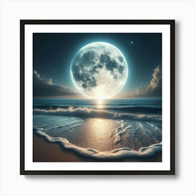 Full Moon Over The Ocean 13 Art Print