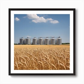 Wheat Field With Silos Art Print