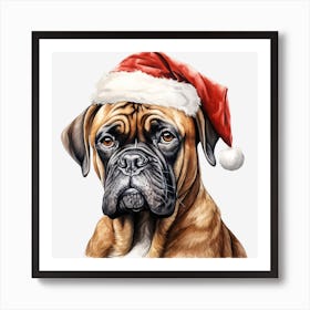 Boxer Dog With Santa Hat 7 Art Print