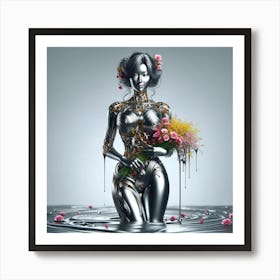 Robot Woman In Water Art Print