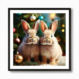 Firefly Adorable Christmas Bunnies In Festive Pastel Charm 66527 (2) Art Print