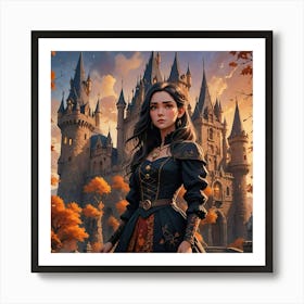 Girl In A Castle Art Print