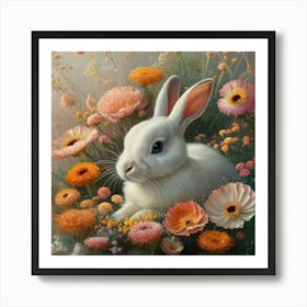 Rabbit In Flowers Art Print