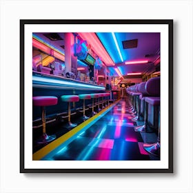 Neon Lights In A Diner Art Print