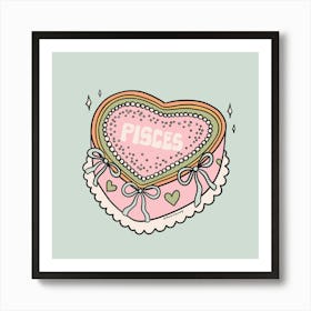 Pisces Heart Cake Art Print