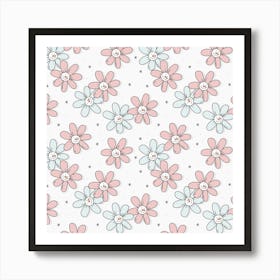 Snowman Flowers Art Print