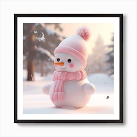 cute Snowman In Winter Art Print