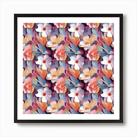 Blossoms in Peach and Gray Art Print