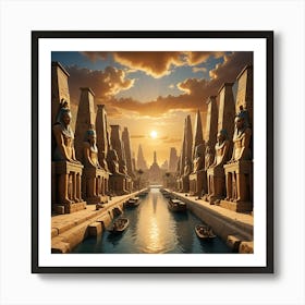 Egyptian Temples At Sunset 2 Art Print