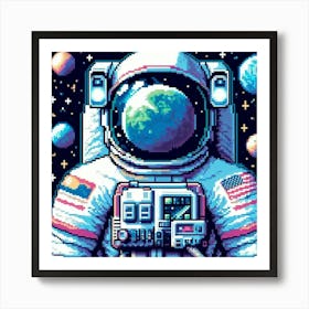 Astronaut Pixel Art 1 Art Print