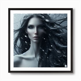 Girl In The Snow 4 Art Print