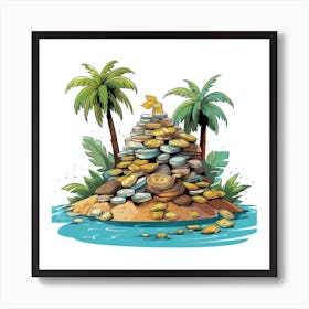 Gold Coins On An Island Art Print