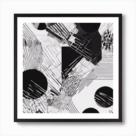 Abstract Geometric Patterns In Monochrome 8 Art Print