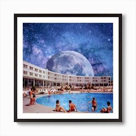 Galactic Pool Hotel Square Art Print