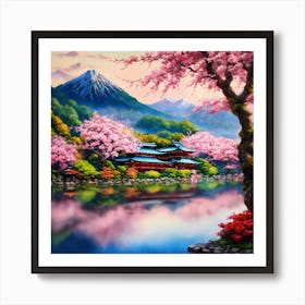 Japanese Sakura In Mountain 13 Art Print