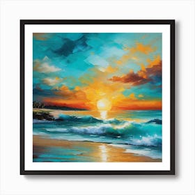 Sunset On The Beach 1069 Art Print