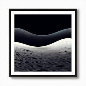 Sands Of Time, Wavy Wave, black and white design with attracting art , wall art , tails design Generate An Abstract Design With Soft Curved Lines In Neutral Tones Emphasizing Simplicity Art Print