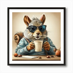 Squirrel With A Cup Of Coffee 4 Art Print