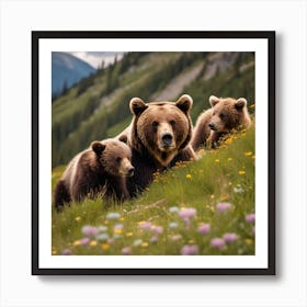 Brown Bears In The Mountains Art Print