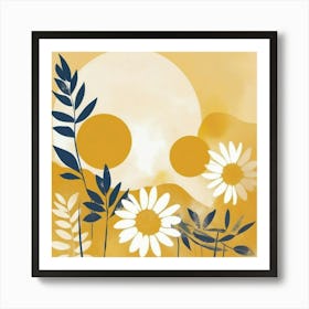 Sunflowers And Daisies paintings art print Art Print