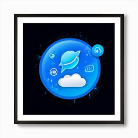 Blue Cloud Icon Art Print