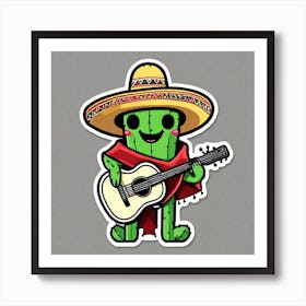 Cactus With Guitar 17 Art Print