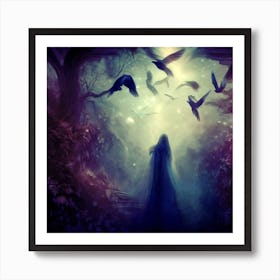 Angel Ascending From Shadows To Light Art Print