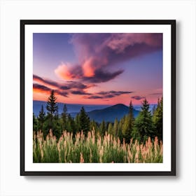 Dark Midnight Sky With Brightly Coloured Firewor Art Print