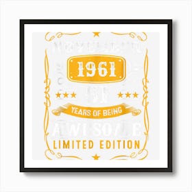 61 Years Old Gifts Vintage November 1961 61st Birthday Art Print