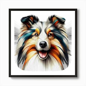 Collie Dog Head - Abstract Line Art Illustration 182 Art Print