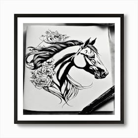 Horse Drawing Art Print