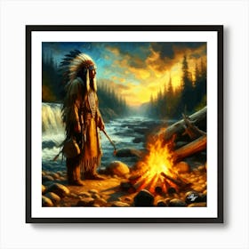 Oil Texture Native American Warrior 3 Copy Art Print