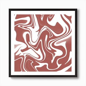 Liquid Abstract Brown and White Swirls - Retro Marble Swirl Lava Lamp Art Print