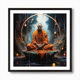 Meditating monk Art Print