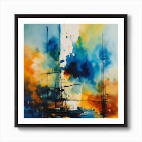 Sailboats In The Harbor Art Print