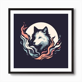 Wolf In Flames Art Print