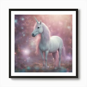 Dreamy Portrait Of A Cute Unicorn In Magical Scenery, Pastel Aesthetic, Surreal Art, Hd, Fantasy, Fa Art Print