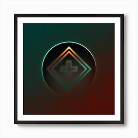 Geometric Neon Glyph on Jewel Tone Triangle Pattern 164 Art Print