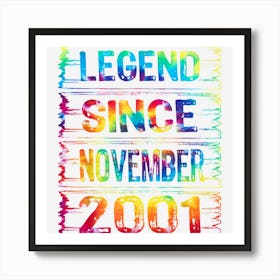 November 21 Years Old Since 2001 21st Birthday Gift Tie Dye Art Print