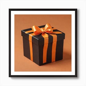 Black Gift Box With Orange Ribbon 2 Art Print