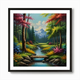 Bridge In The Woods Art Print