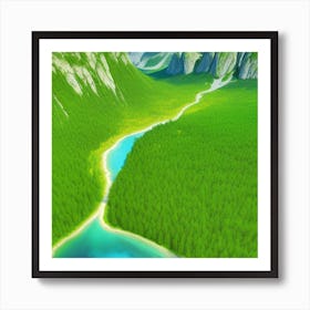 Aerial View Of A Mountain Valley Art Print