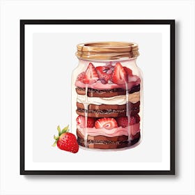 Strawberry Cake In A Jar 3 Art Print