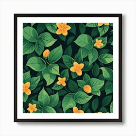 Seamless Pattern With Yellow Flowers Art Print