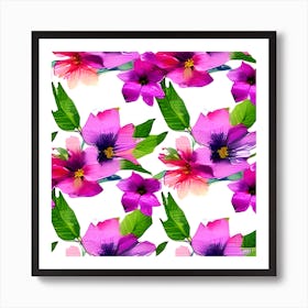 Watercolor Flower Pattern Art Print