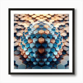 3d Hexagonal Sphere Art Print