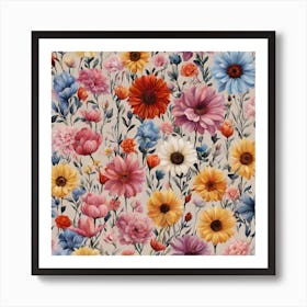 Multicolored Flowers Art Print